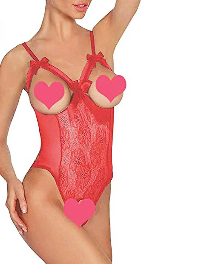 Black & Red Open Cup Crotchless One-piece Teddy Lingerie Egypt
