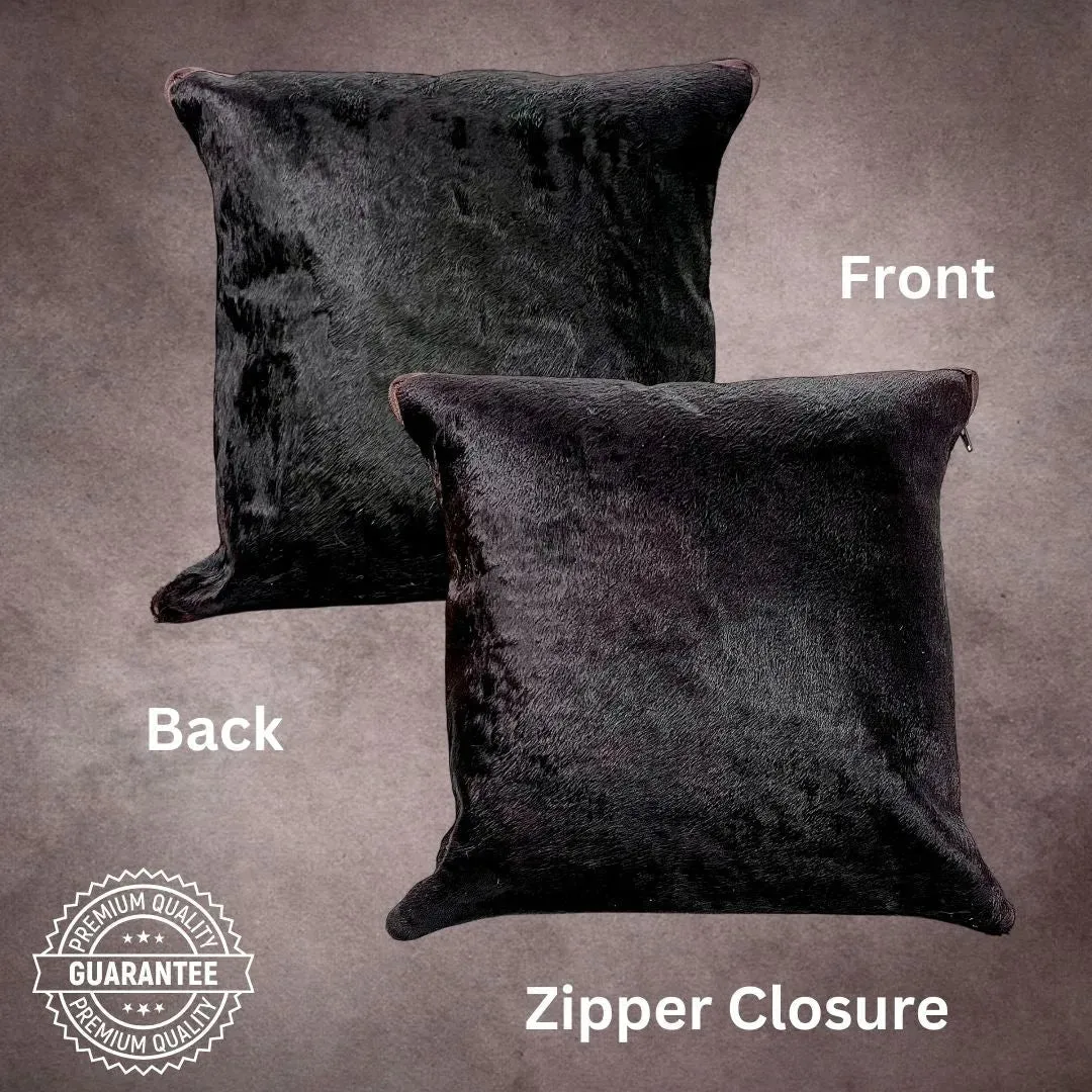 Black Cowhide Pillow Cover---PL097