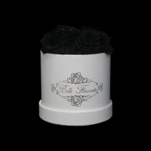 Black Glitter Roses - White Box (5 Roses)