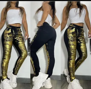 Black Jeans with Gold Accents (C5)