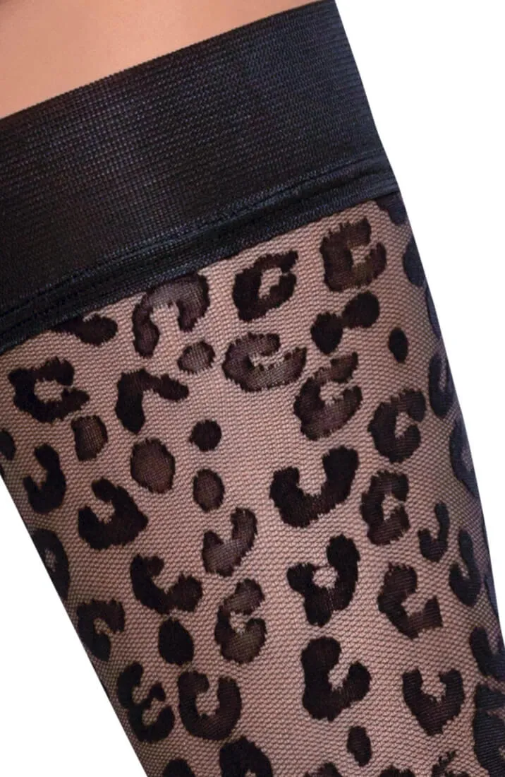 Black leopard thigh highs