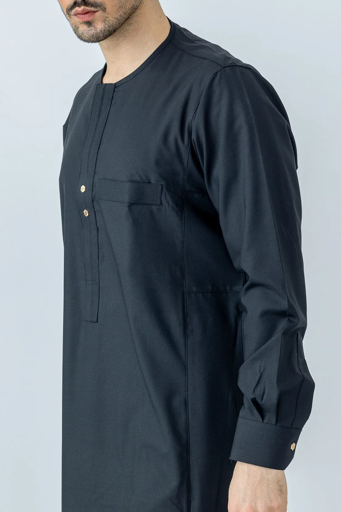 Black Omani With Cuff Sleeve