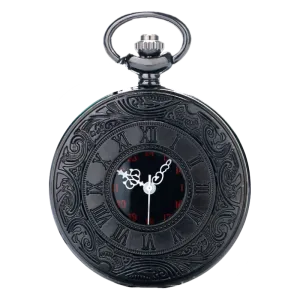 Black Roman Steampunk Quartz Demi Pocket Watch