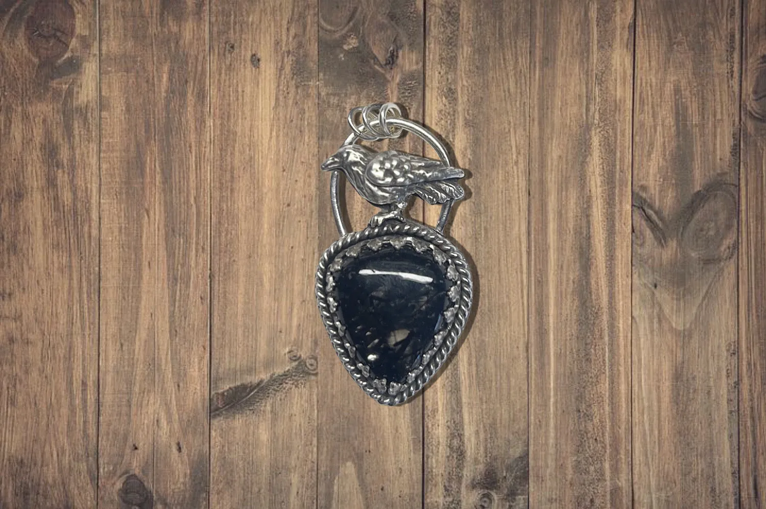 Black Rutile Raven pendant