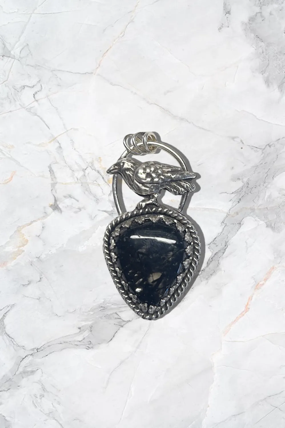 Black Rutile Raven pendant