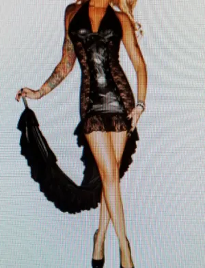 Black Sexy Vinyl Lace Backless Mini Dress With Extended Back