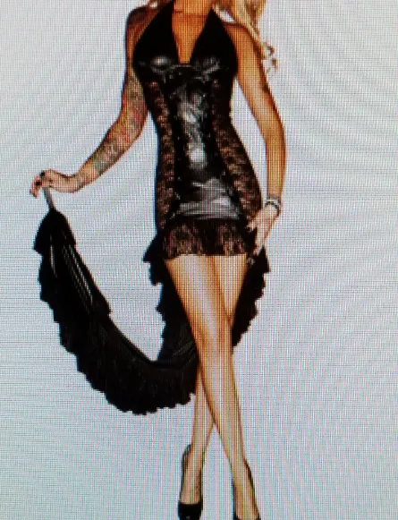 Black Sexy Vinyl Lace Backless Mini Dress With Extended Back