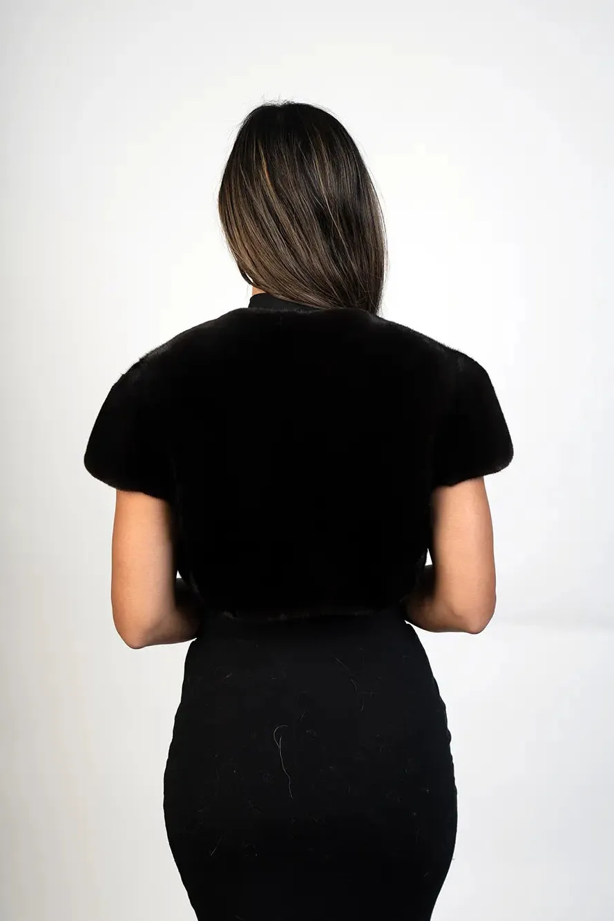 Black Sheared Mink Capelet