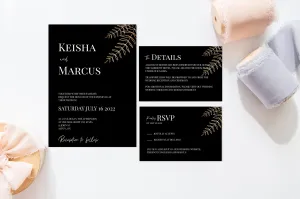 Black White and Gold Wedding Invitation Template Bundle