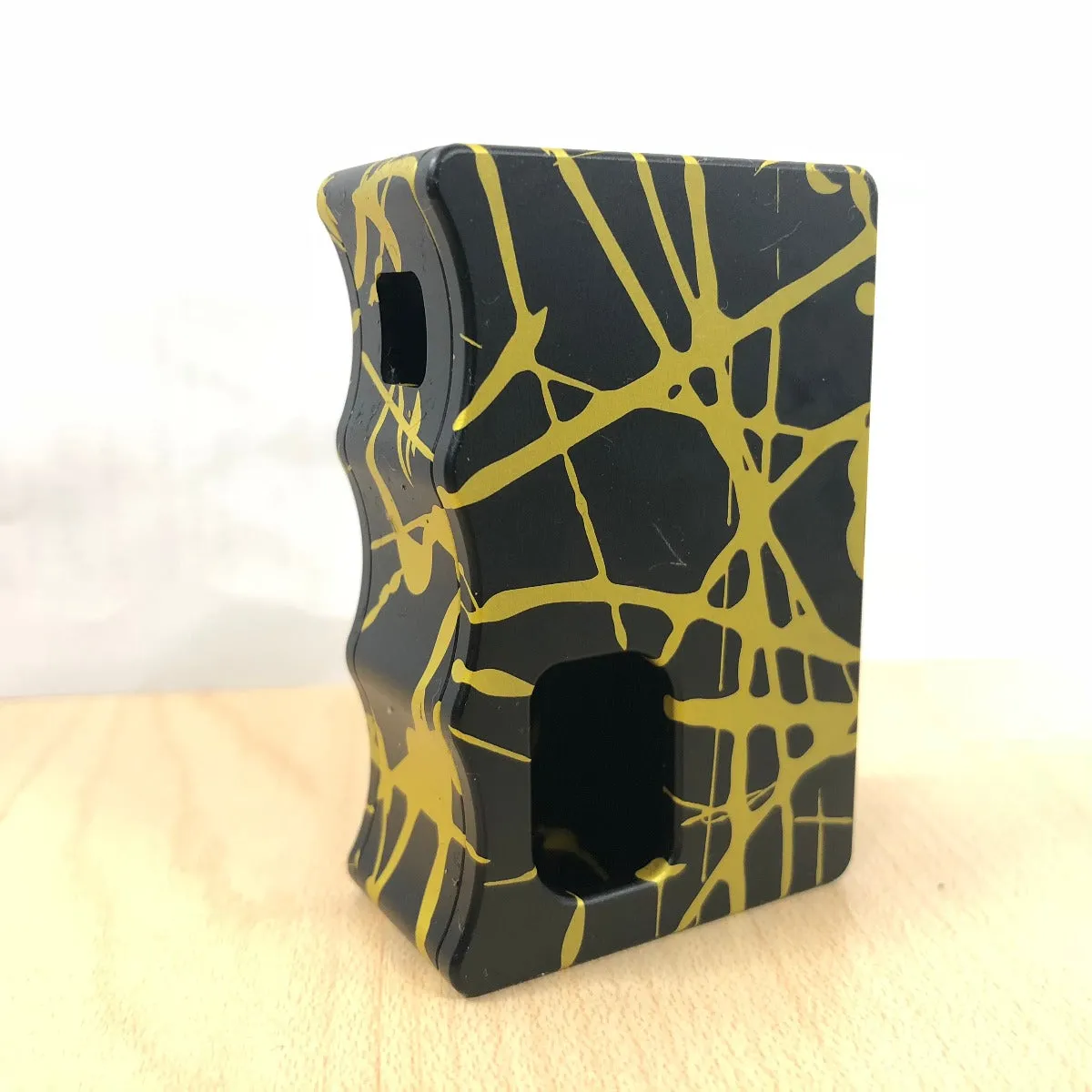 Black With Yellow Splash Anodised SQ18650 – Single 18650 Mechanical Squonk Mod by Signature Tips