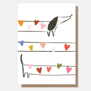 Blank Multi Hearts Sausage Dog Card