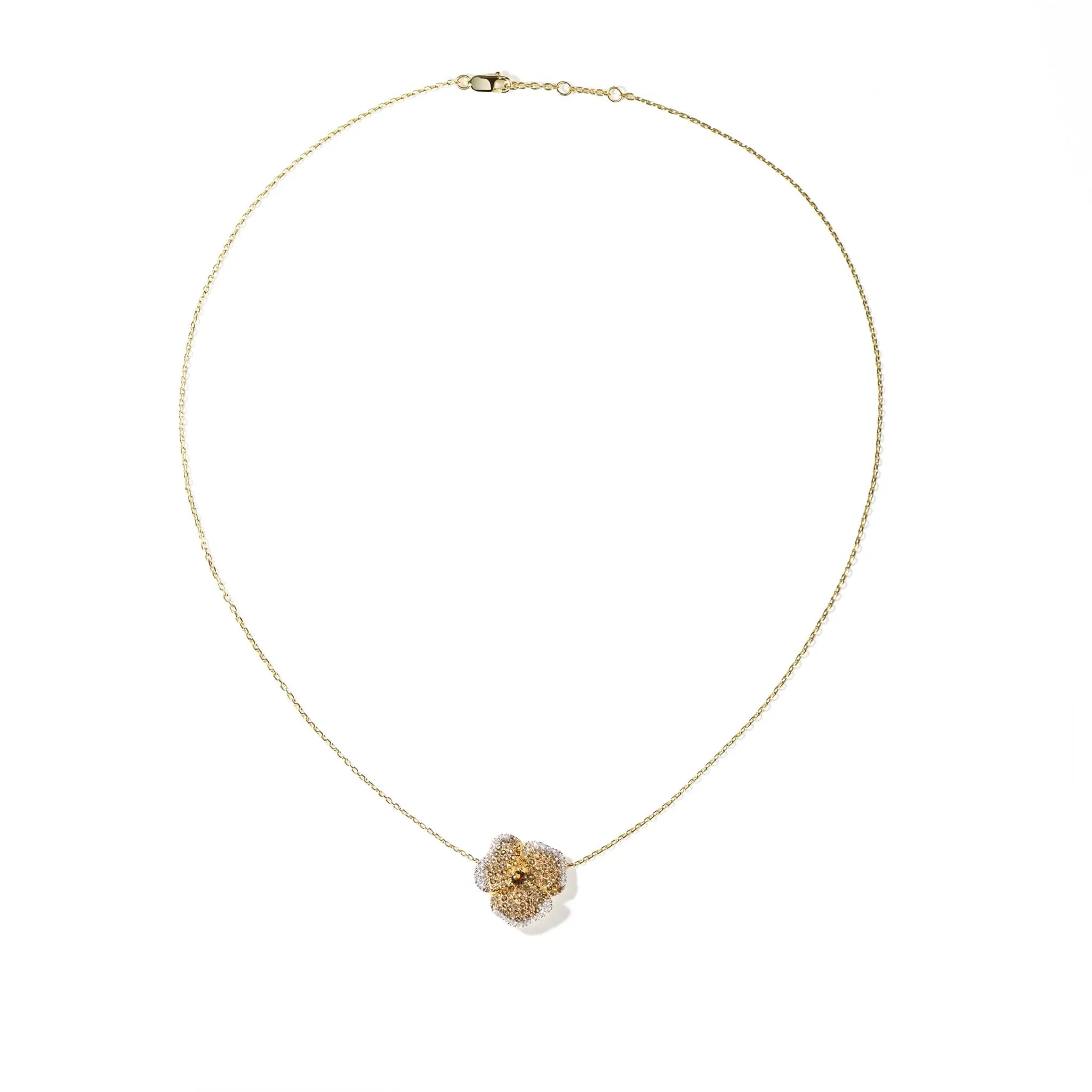 Bloom Small Flower Smoky Quartz Necklace in Yellow Gold