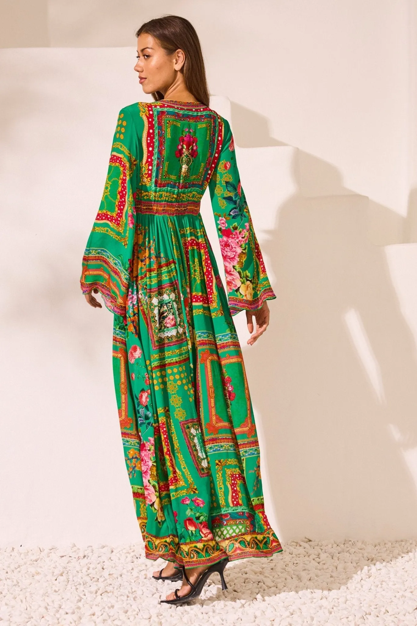Blooming Tales Maxi Dress w Flare Sleeves