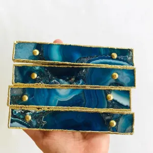 Blue Agate Cabinet Door Pull Handle - Set of 4
