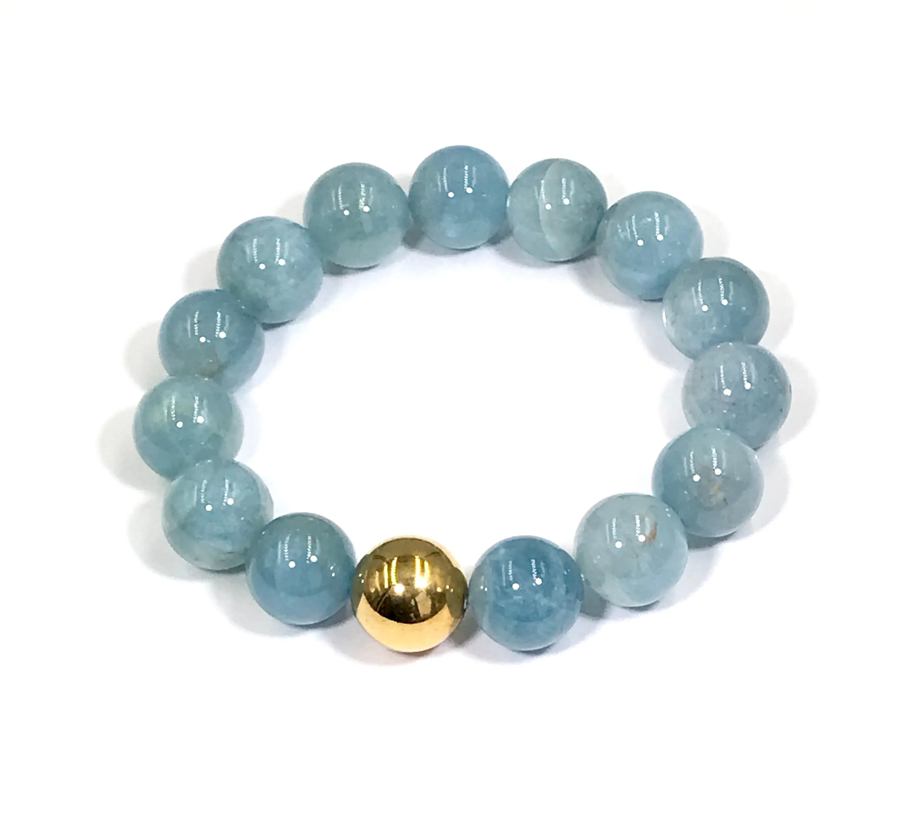 Blue Aquamarine Stretch Stacking Bracelet Gold