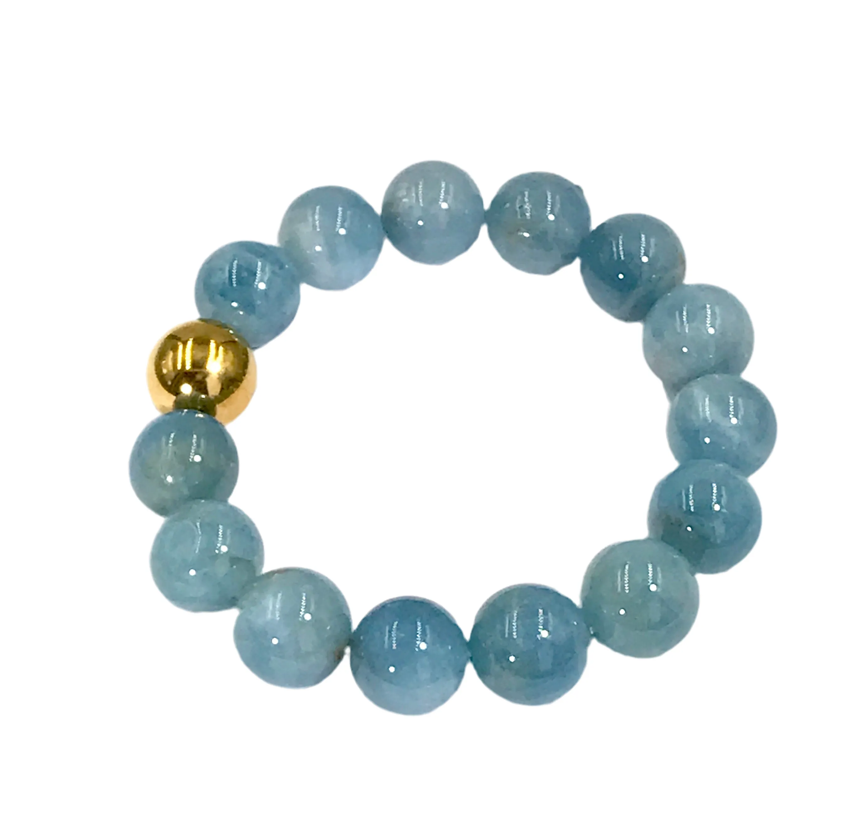 Blue Aquamarine Stretch Stacking Bracelet Gold
