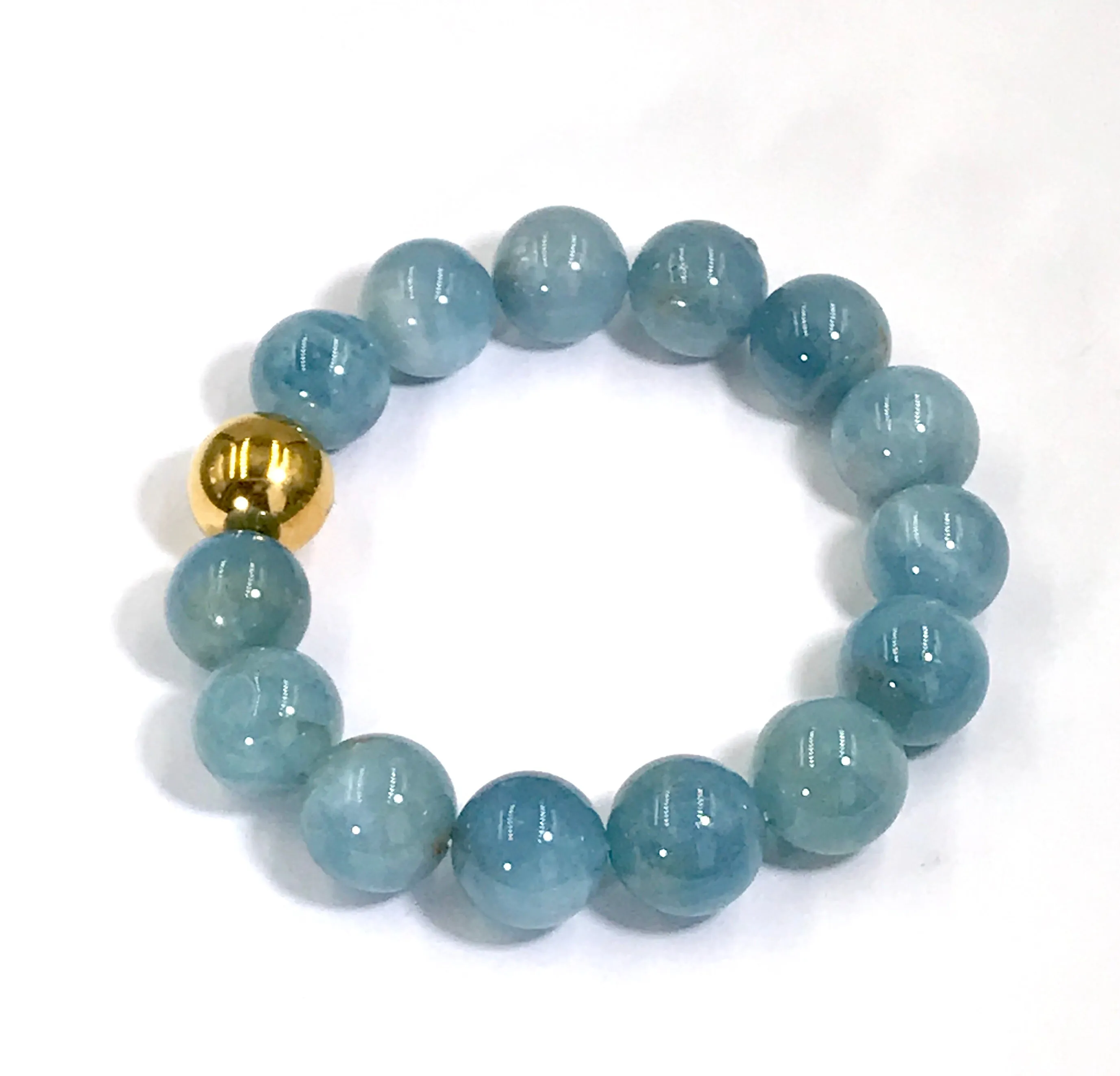 Blue Aquamarine Stretch Stacking Bracelet Gold