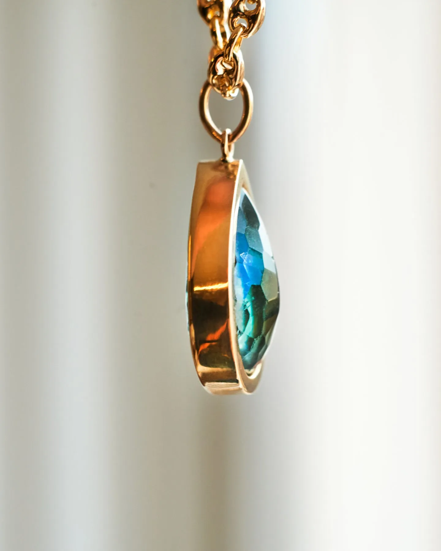 Blue Aura Fluorite bezel set pendant