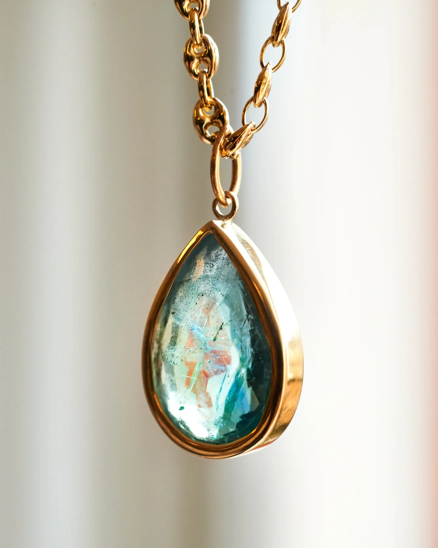Blue Aura Fluorite bezel set pendant