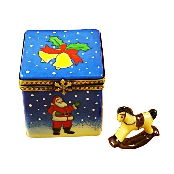 Blue Christmas Cube with Rocking Toy