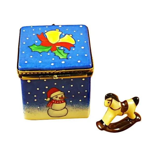 Blue Christmas Cube with Rocking Toy