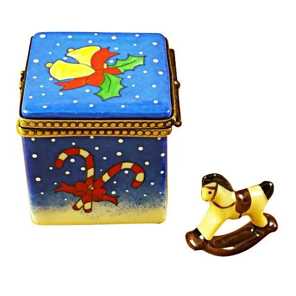 Blue Christmas Cube with Rocking Toy