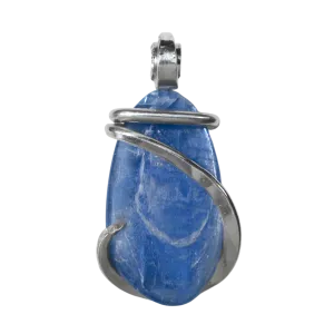 Blue Kyanite Handmade Crystal Pendant Wrapped in Silver