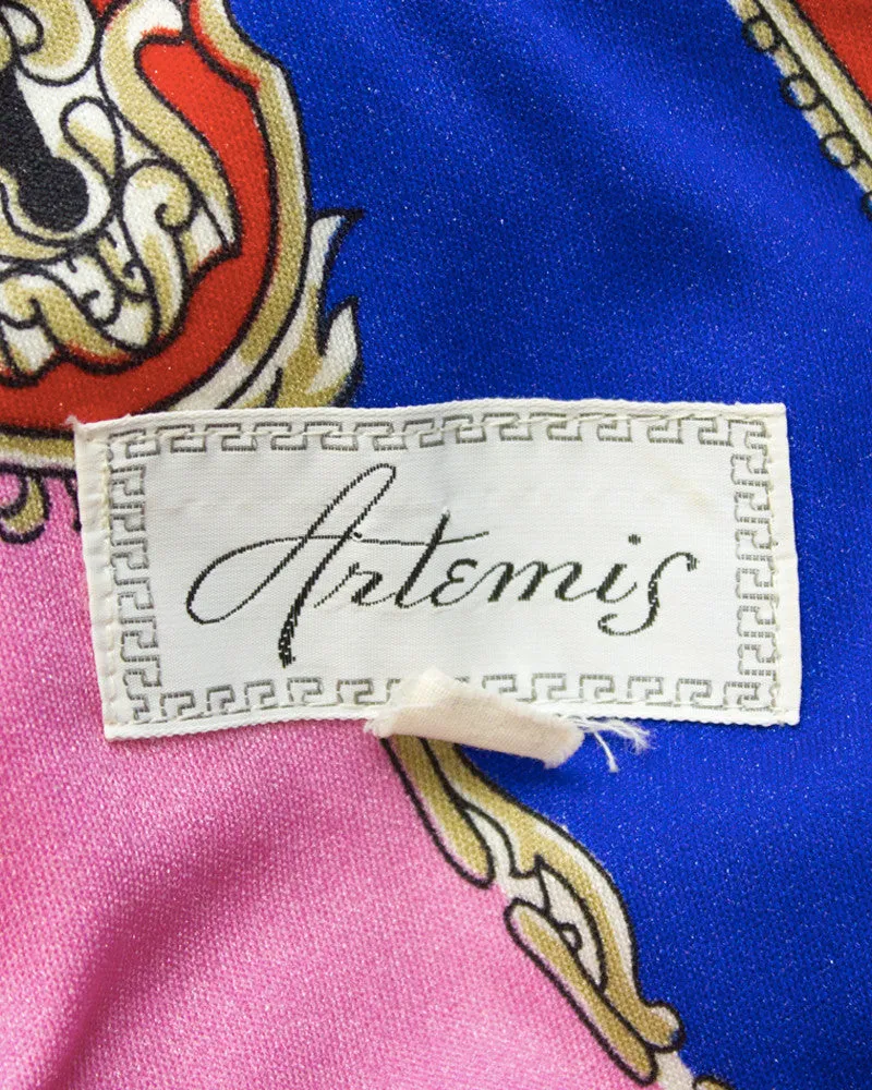 Blue, Pink and Red Lock and Key Pattern Mini Dress