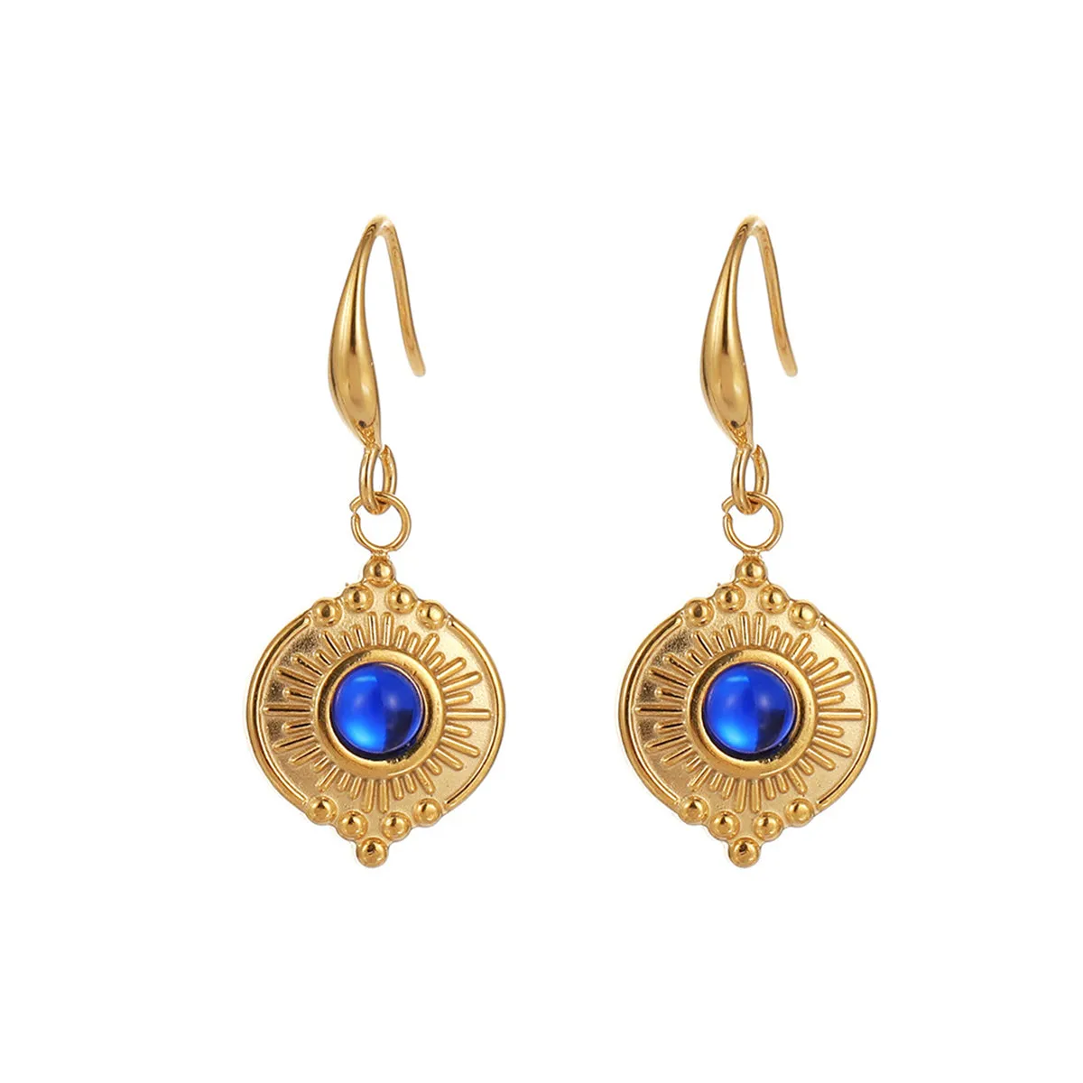 Blue Quartz & 18K Gold-Plated Coin Drop Earrings