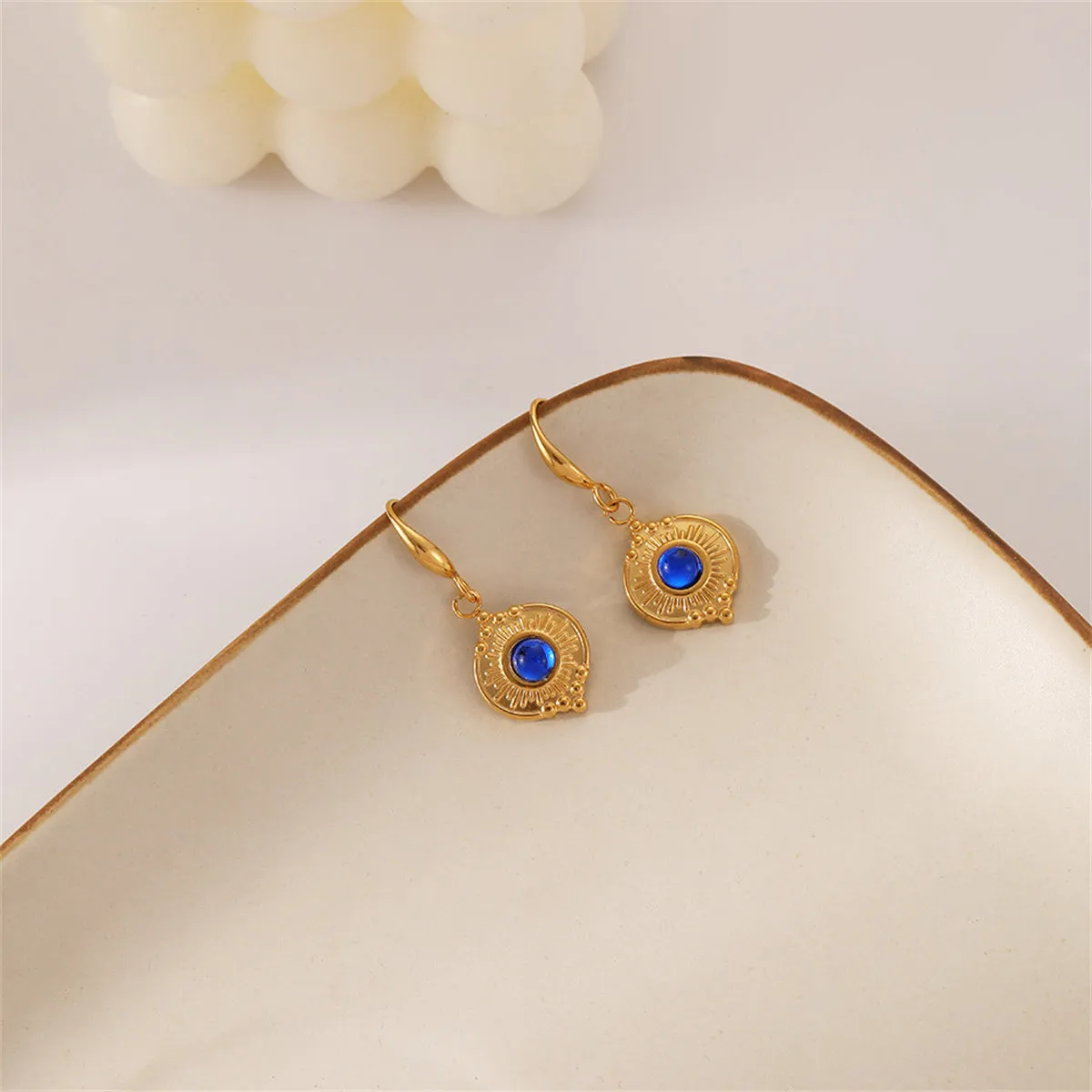 Blue Quartz & 18K Gold-Plated Coin Drop Earrings