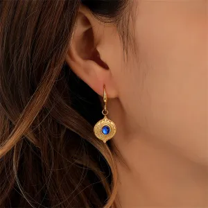 Blue Quartz & 18K Gold-Plated Coin Drop Earrings
