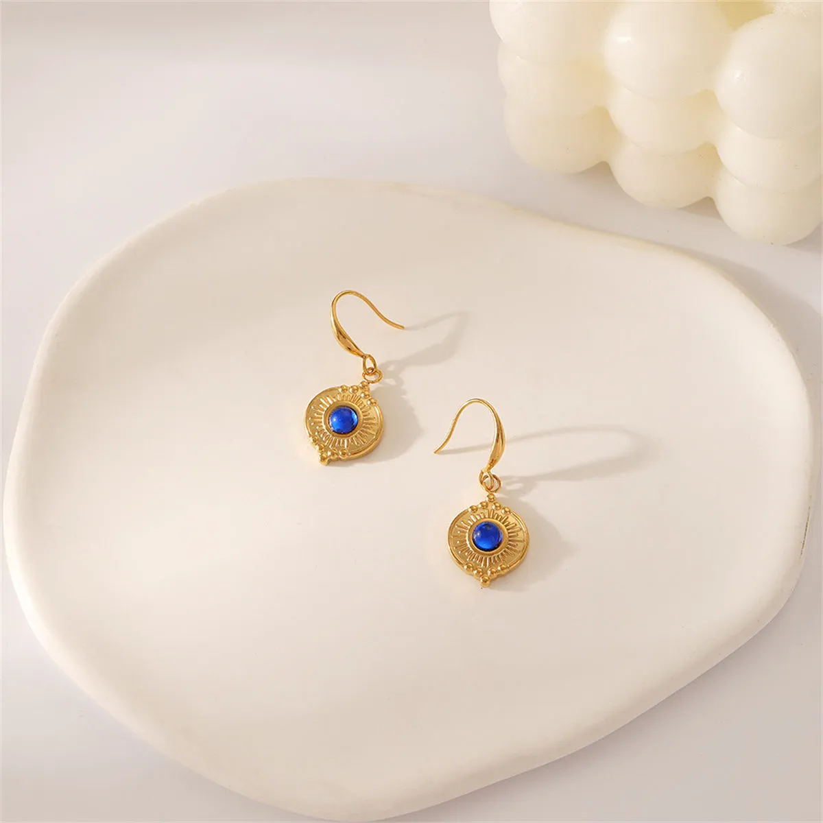 Blue Quartz & 18K Gold-Plated Coin Drop Earrings