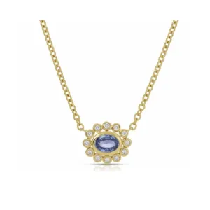 Blue Sapphire Flower Necklace