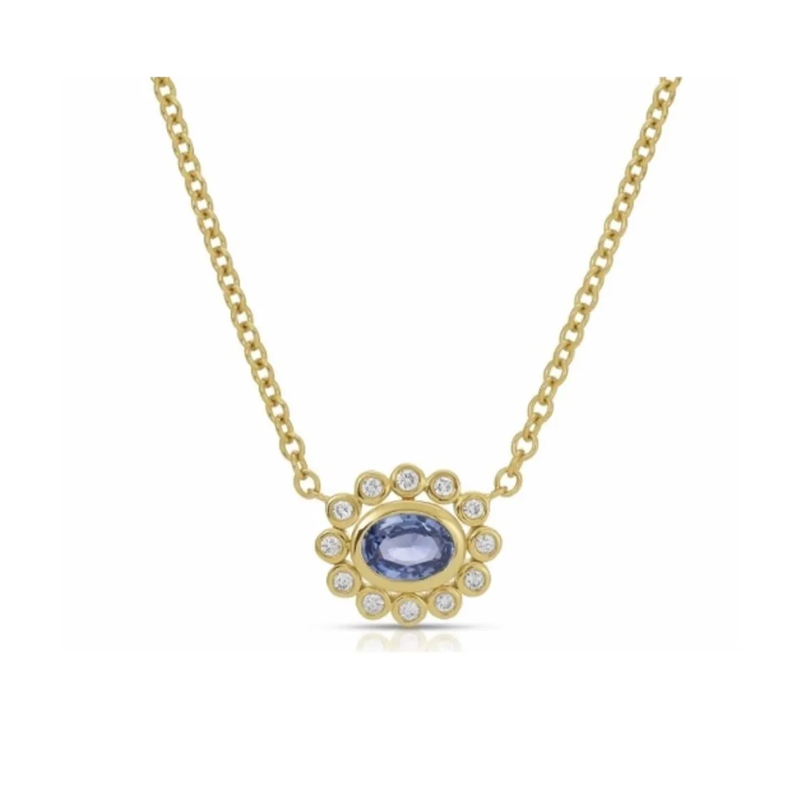 Blue Sapphire Flower Necklace