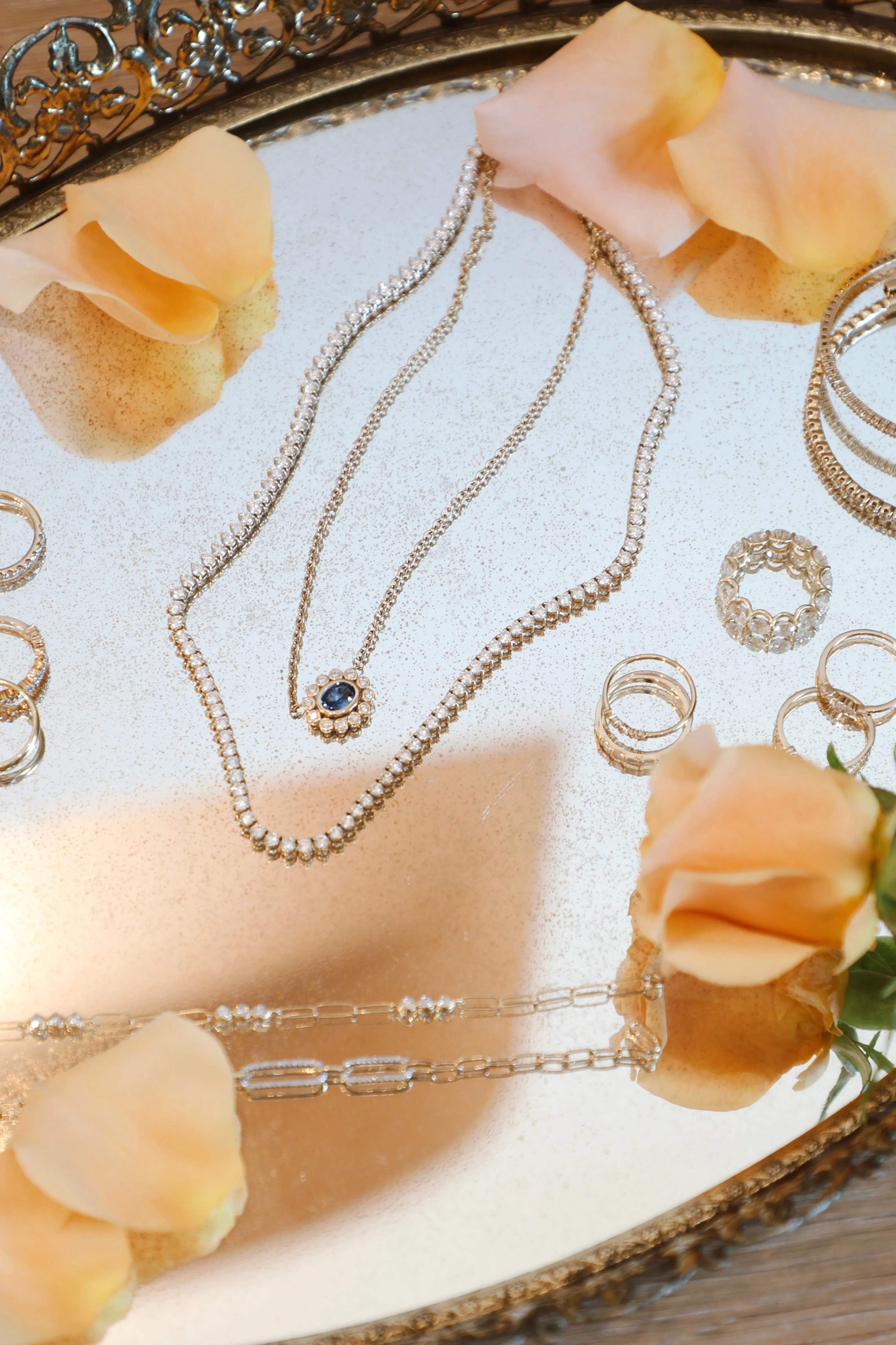 Blue Sapphire Flower Necklace