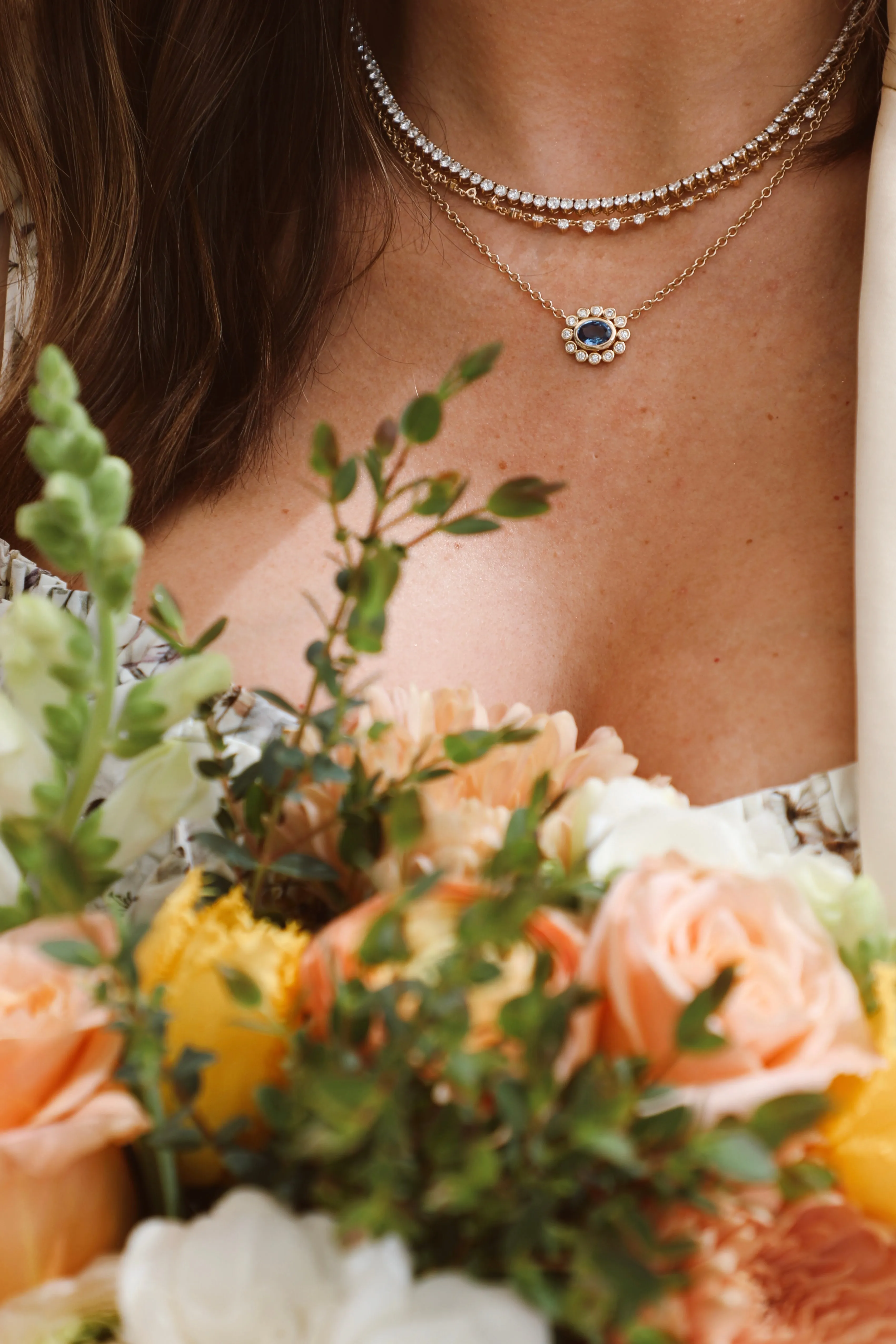 Blue Sapphire Flower Necklace