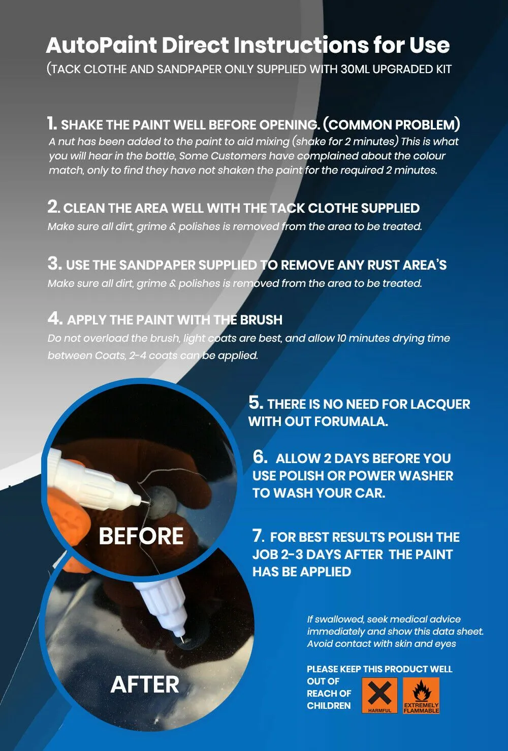 Bmw Needle Touch Up Paint 1, 2, 3, 4, 5, 6, 7, 8 Series, Coupe, Z4 | All Colours