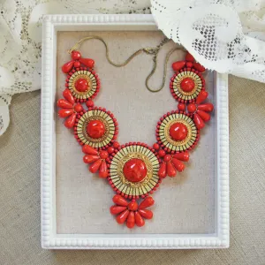 Bohemian Romance Necklace in Coral