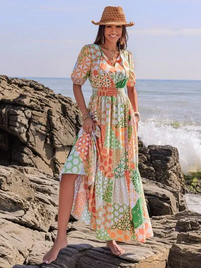 Boho Patchwork Printed Maxi Dress