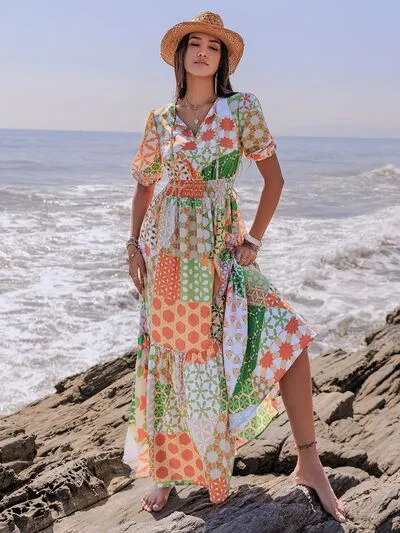 Boho Patchwork Printed Maxi Dress