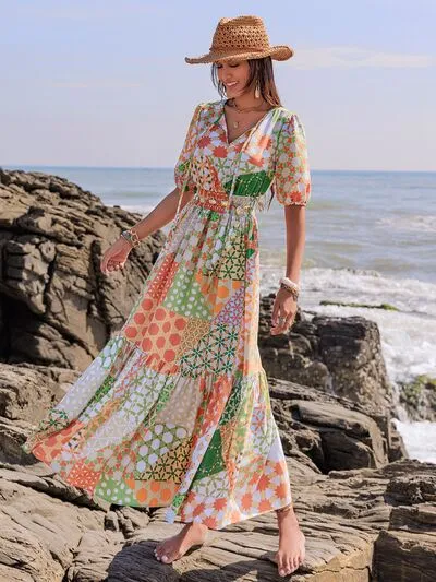 Boho Patchwork Printed Maxi Dress