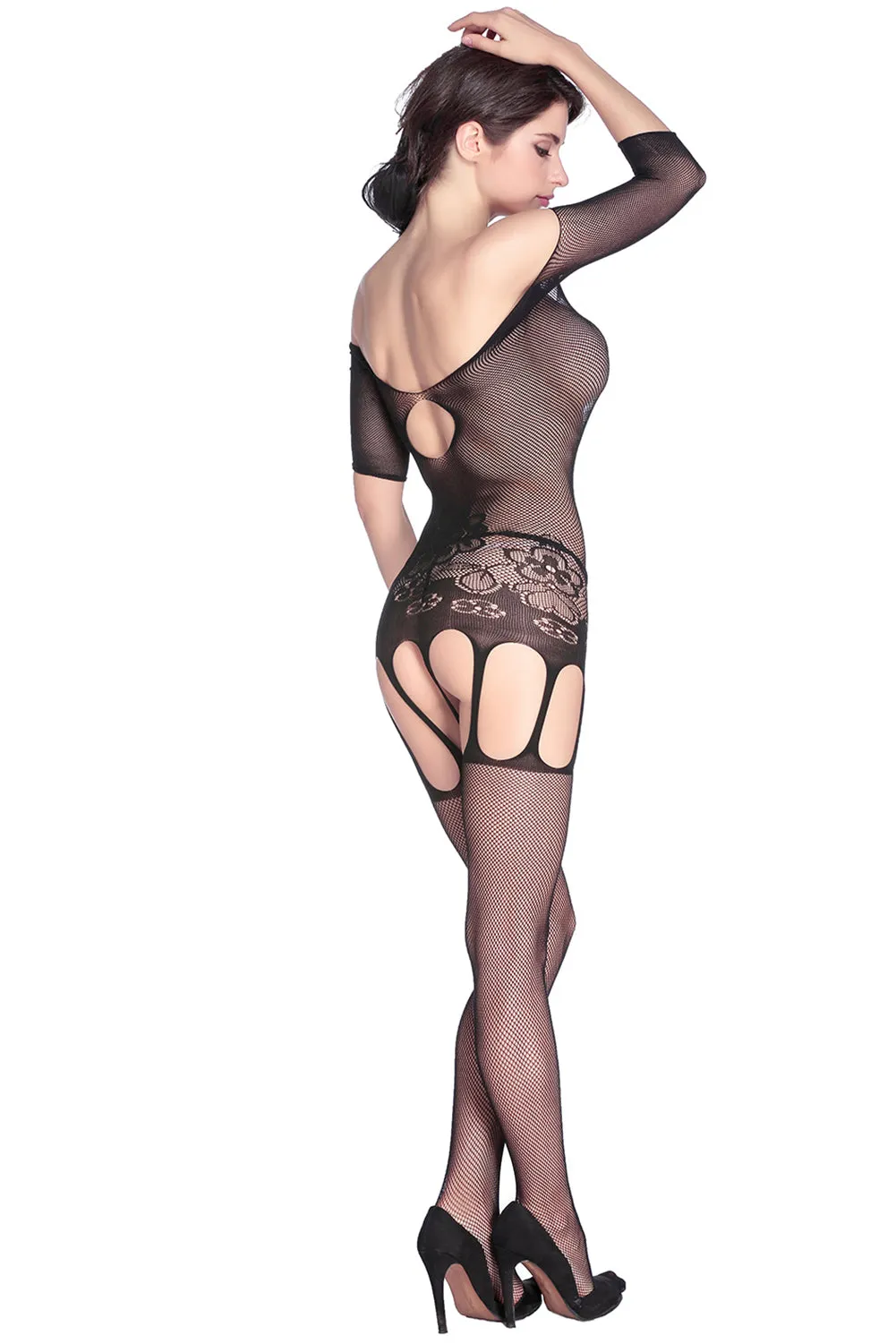Bold Cutouts Crotchless Fishnet Bodystocking