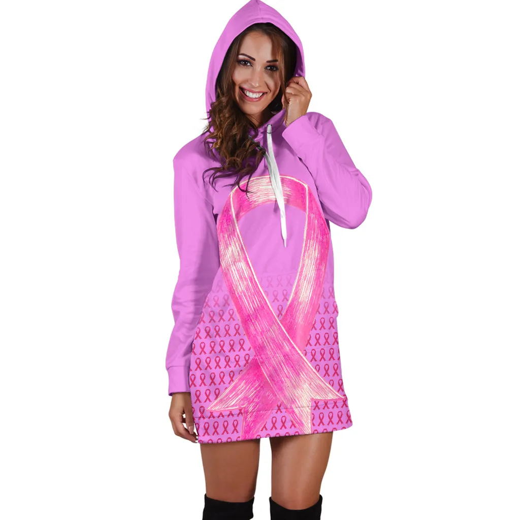 Bold Pink Ribbon Hoodie Dress