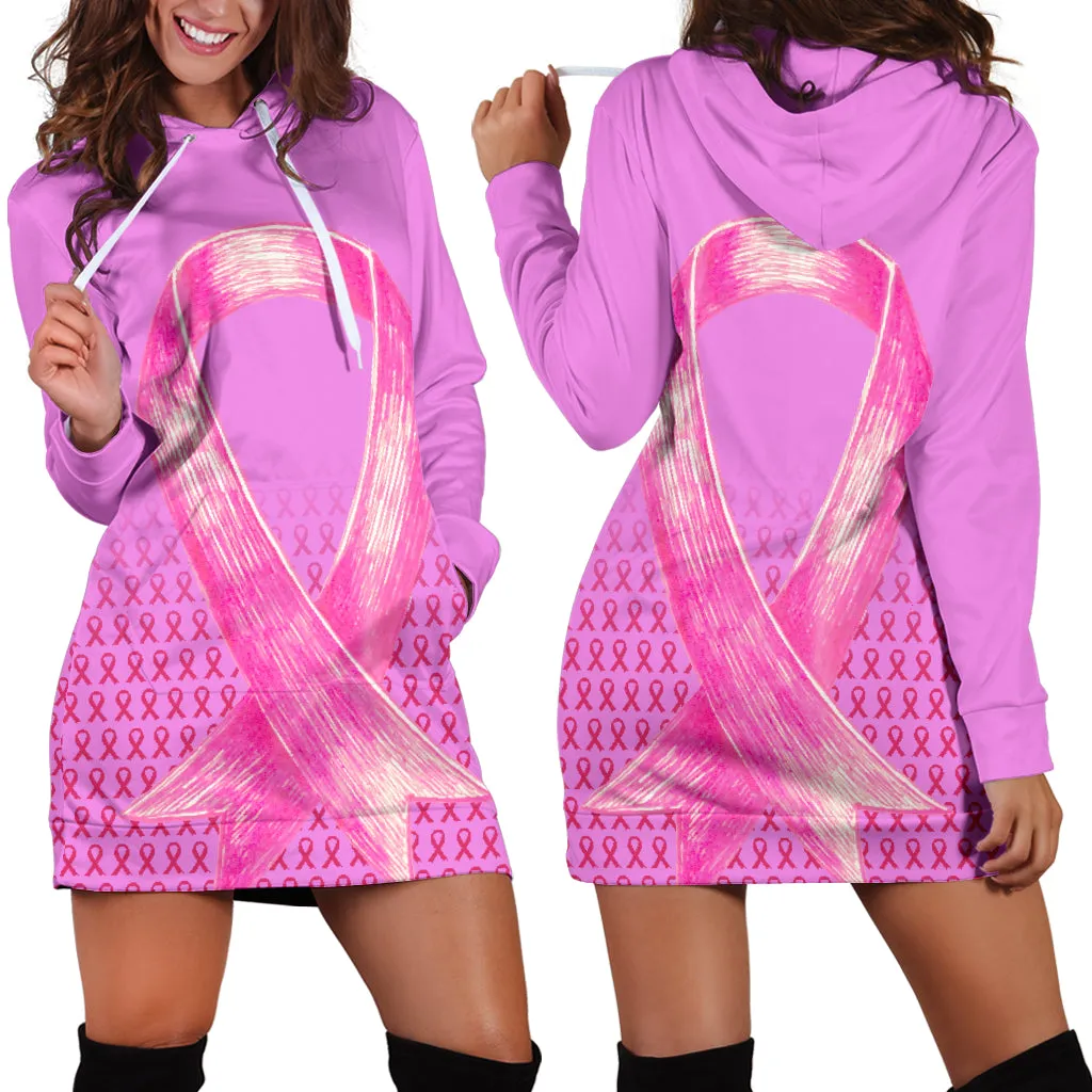 Bold Pink Ribbon Hoodie Dress