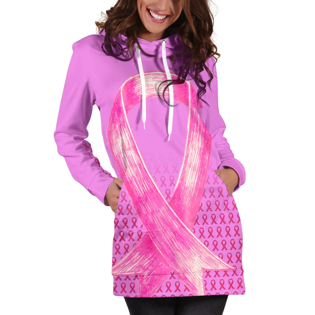 Bold Pink Ribbon Hoodie Dress