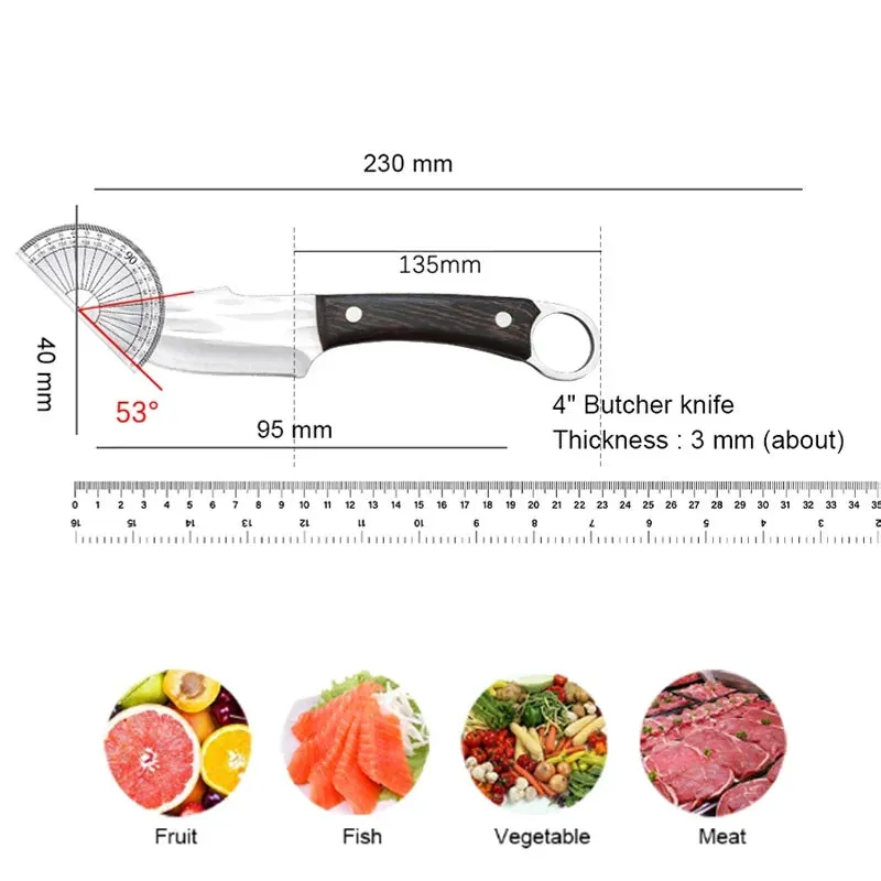 Boning Knives Filleting Knife Cleaver Kitchen Knife Hand Forged Chef Butcher Knife Stainless Steel