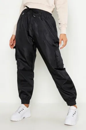 Boohoo Plus Womens Black Pocket Side Shell Jogger Size 28 (New)