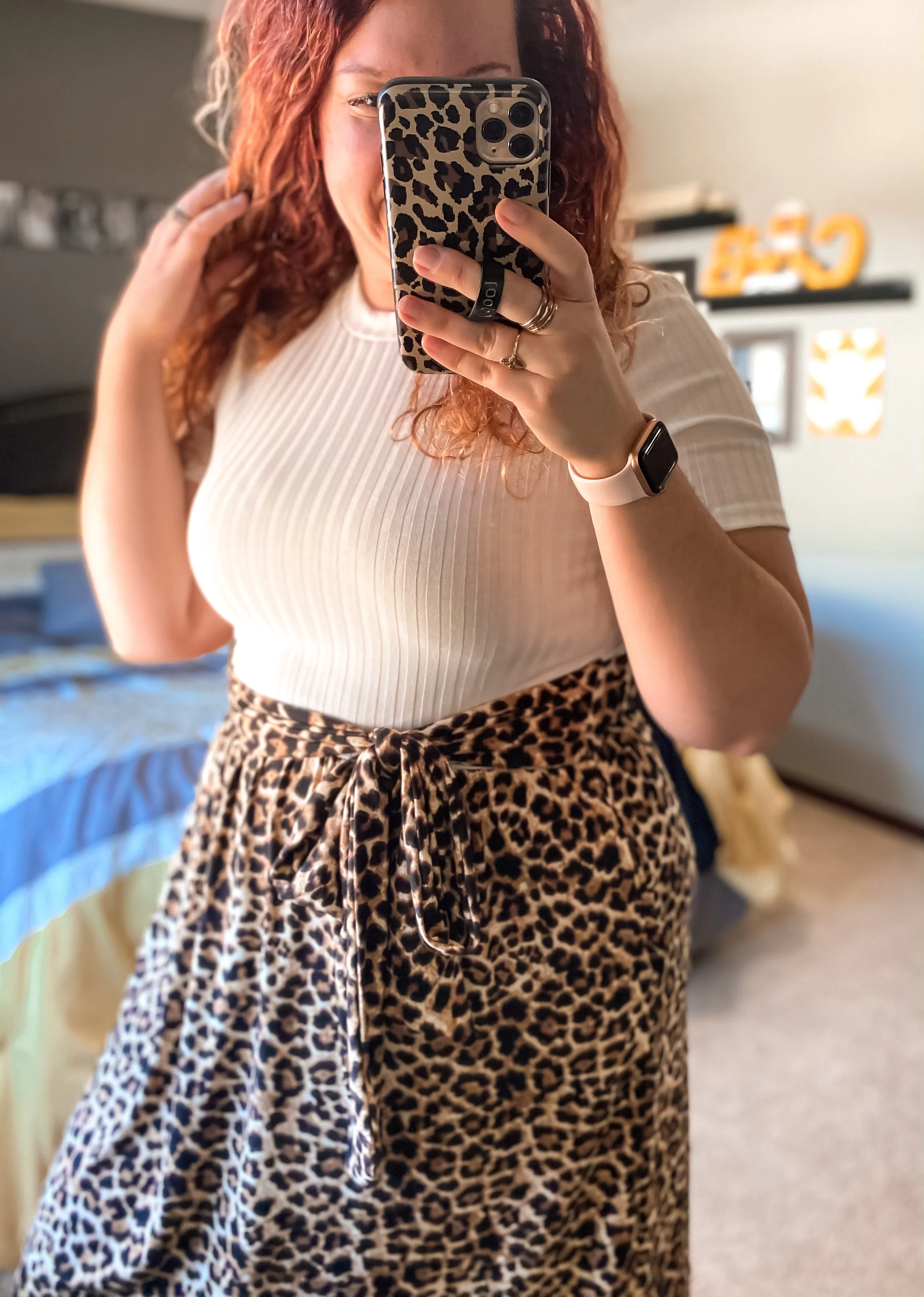 Boss Babe Dress- Ivory and Animal Print Pocket Midi