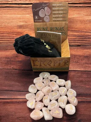 Boxed Rose Quartz Rune Set