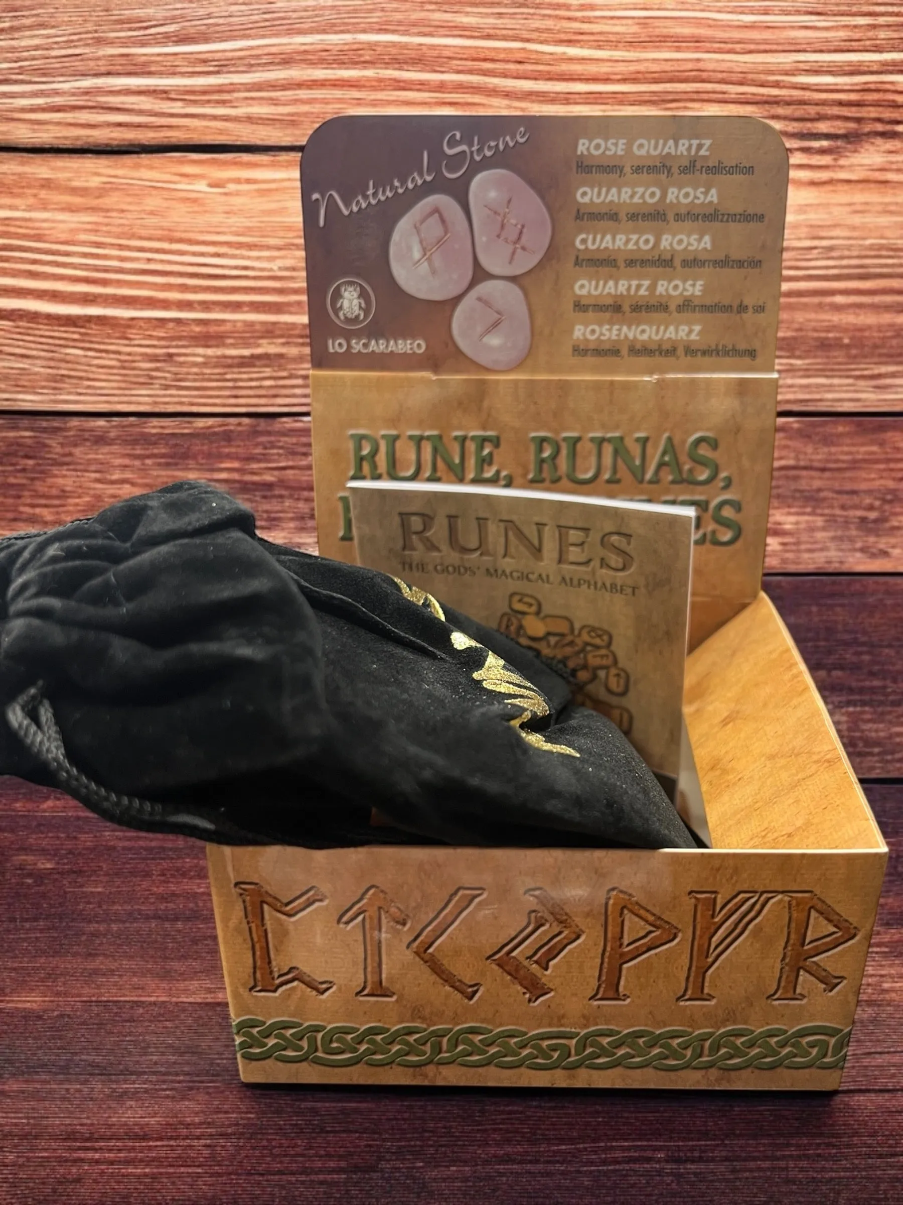 Boxed Rose Quartz Rune Set